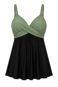 Aqua Eve Sage Green & Black Color Block Swimdress – Size XL