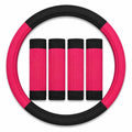 Pink & Black Steering Wheel Cover with 4 Seat Belt Shoulder Pads